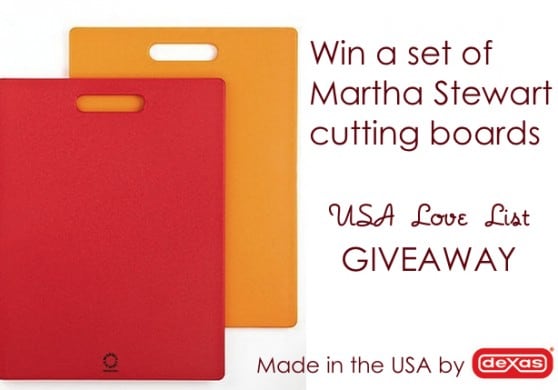 Dexas makes sturdy, virbant cutting boards in Texas for Martha Stewart, Macy's, Crate and Barrel, and more. Enter to win our giveaway through 11/1/12.