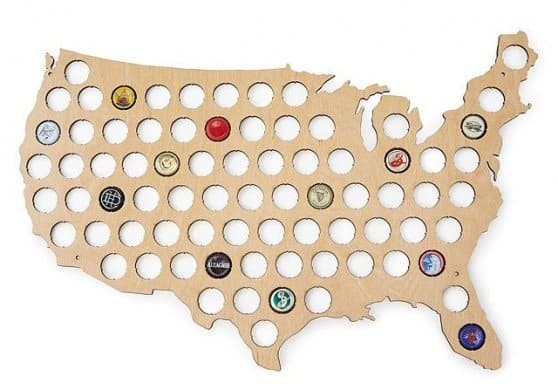 Beer Cap Map American Made Gifts For The Beer Lover via USALoveList.com