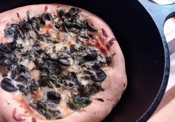 Cast iron pizza #NationalSpinachDay