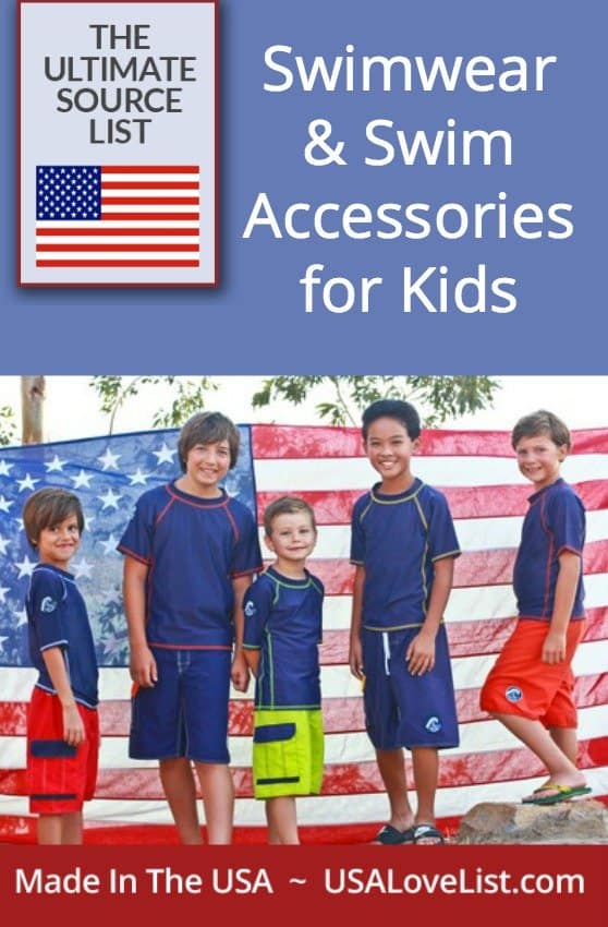 Swimwear for boys, bathing suits for girls, swim accessories for kids made in the USA