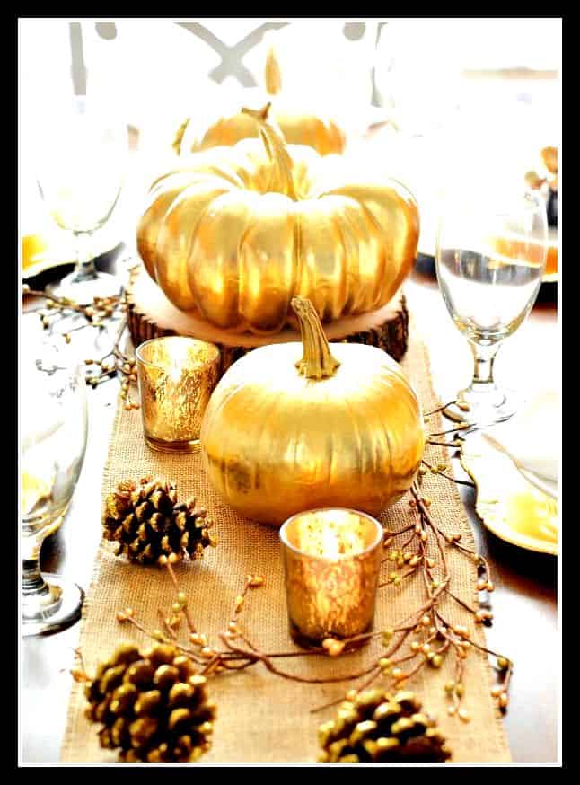 Use gold paint to unify your arrangement and let your holiday meal shine. Try Made in USA paint recommended by USAlovelist.com