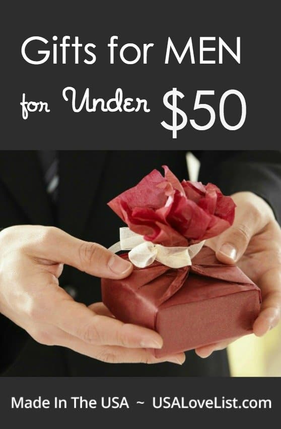 Save this list for every occasion! Gifts for men all under $50 #giftsformen #madeinUSA #usalovelisted