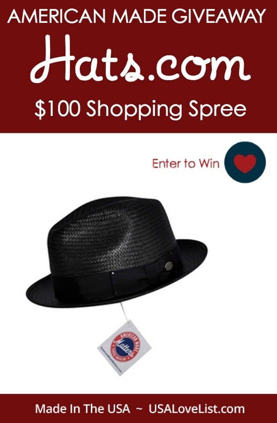 Enter to win $100 to spend on American Made hats at Hats.com via USAlovelist.com