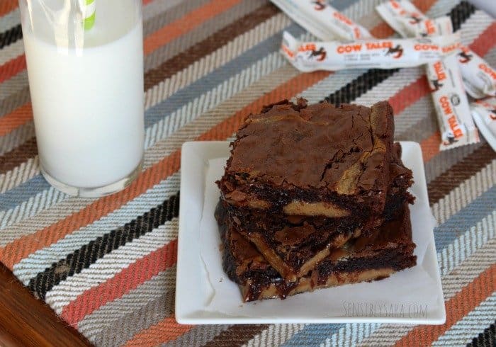 Caramel Brownie Recipe | Sensibly Sara | Cow Tales