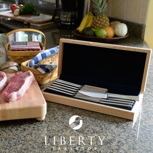 Liberty Tabletop Deluxe Knivfe 12pc Knife Set with Sycamore Case #madeinUSA #LibertyTabletop #tableware #weddinggifts #gifts