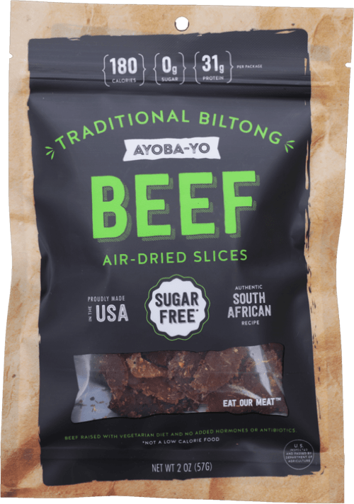 Ayoba-Yo Biltong Jerky - Air Dried Beef - Sugar Free and MSG Free High Protein Snacks - Whole30 & Paleo Friendly