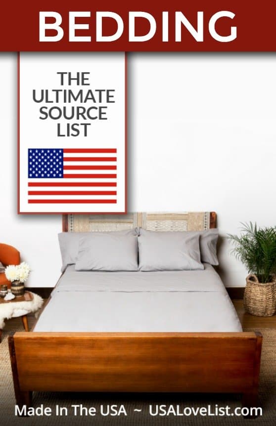 Bedding made in USA source list via USA Love list #bedding #madeinUSA #usalovelisted #AmericanMade