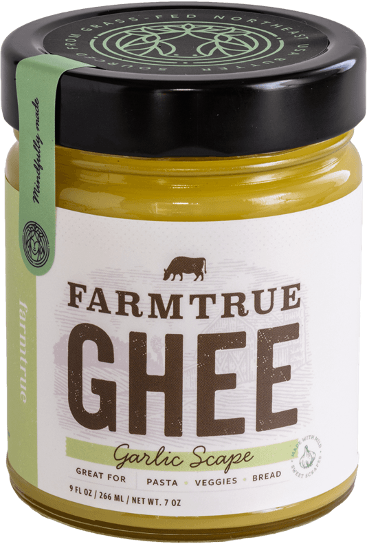 What is Ghee? And How to Find The Best Ghee Brands - Farmtrue Grass-Fed Garlic Scape Ghee - #whole30recipes #keto #ghee #whole30 #dairyfree #madeinusa 