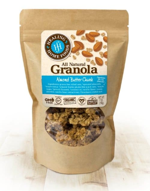 Made in USA Gluten Free Foods: Healing Home Foods Almond Butter Chunk Granola #usalovelisted #awardwinning #glutenfree #gmofree #granola