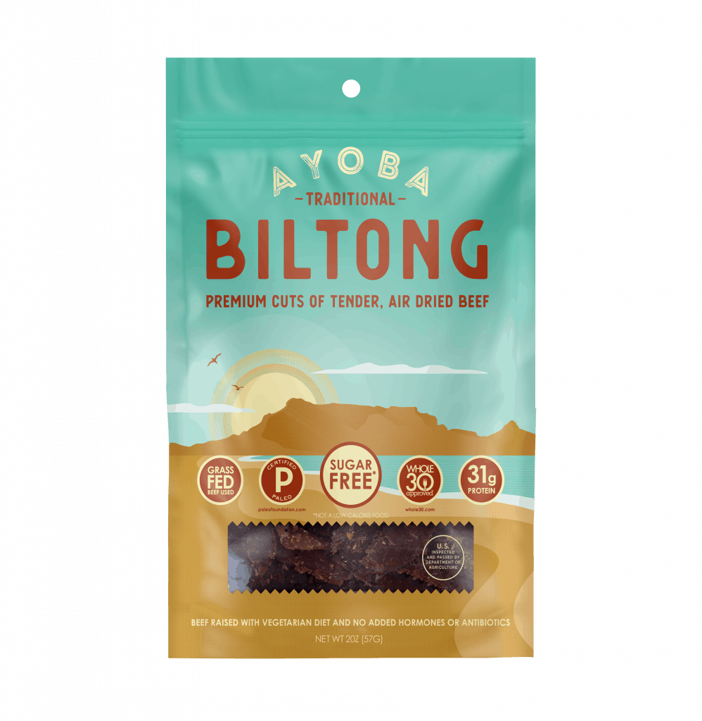 Ayoba Biltong Jerky - Air Dried Beef - Sugar Free and MSG Free High Protein Snacks - Whole30 & Paleo Friendly
