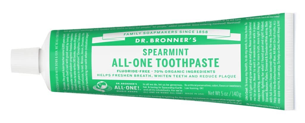 Dr. Bronner's Fluoride-Free, 70% Organic Toothpaste - Natural Toothpaste Made in USA