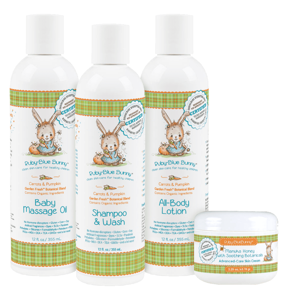 Made in USA baby products: Ruby Blue Bunny clean skincare for baby