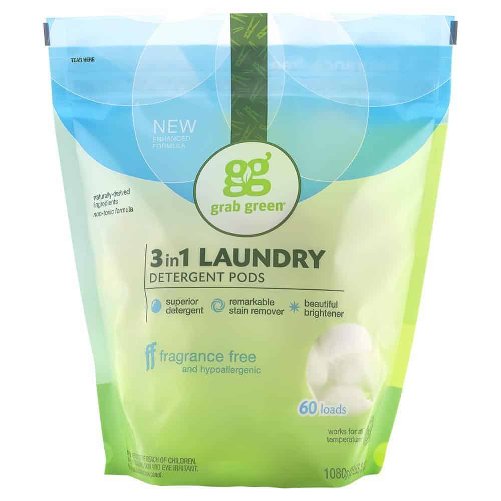 Grab Green 3-in-1 Laundry Pods - Cruelty Free, Fragrance-Free Detergent