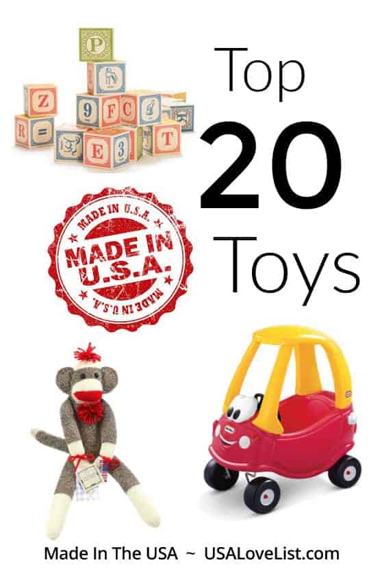 Top 20 Toys Made in the USA via USAlovelist.com