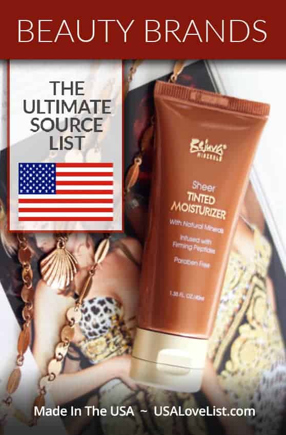 Made in USA beauty brands: This list included facial products, make-up, bath and body, hair products and beauty tools- all American Made#beauty #makeup #bath #beatytools #usalovelisted #madeinUSA #AmericanMade