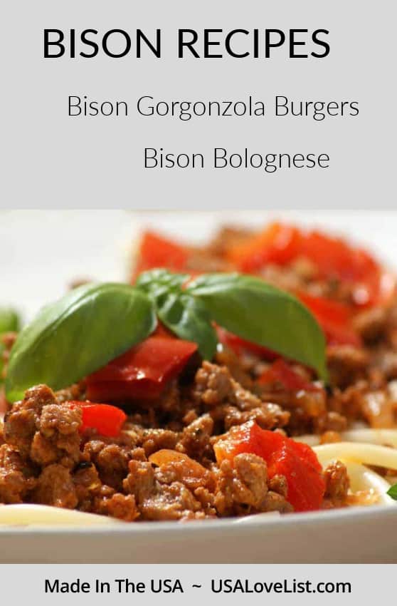 Bison Recipes: Bison Gorgonzola Burgers & Bison Bolognese via USALoveListed.com