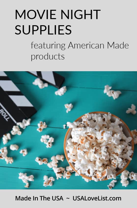 Movie night supplies featuring American made products via USAlovelist.com#movienight #partysupplies