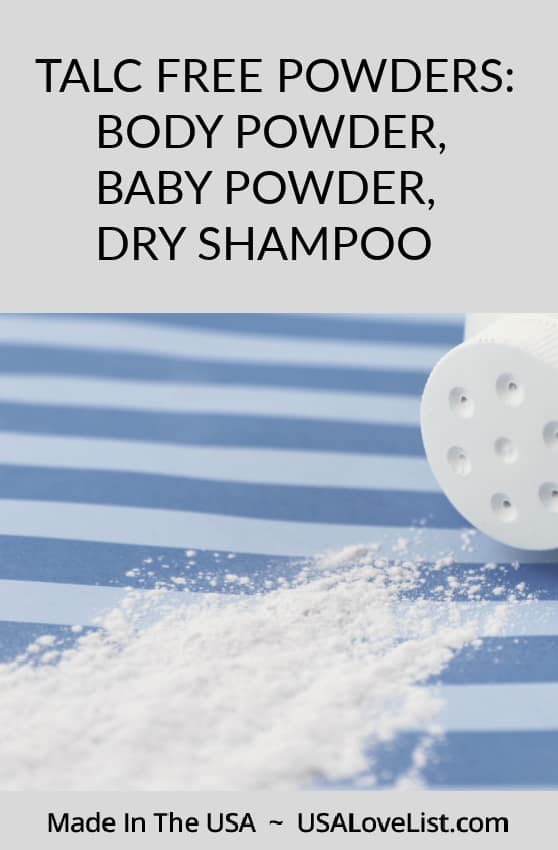 Talc Free Powder: Talc free body powder, baby powder and dry shampoo all American made
 #usalovelisted 
