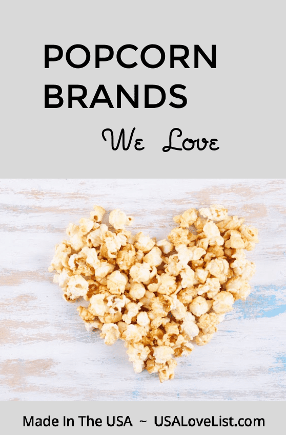 Popcorn brands we love. Includes bagged popcorn, caramel popcorn, and air popped popcorn. #popcorn #healthypopcorn #usalovelisted