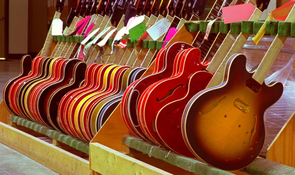 Gibson guitars made in USA at the Nashville, Tennessee factory