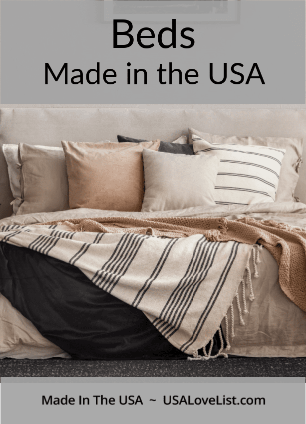 Beds made in USA via USALoveList.com #USALovelisted #AmericanMade #bedroom #furniture #beds