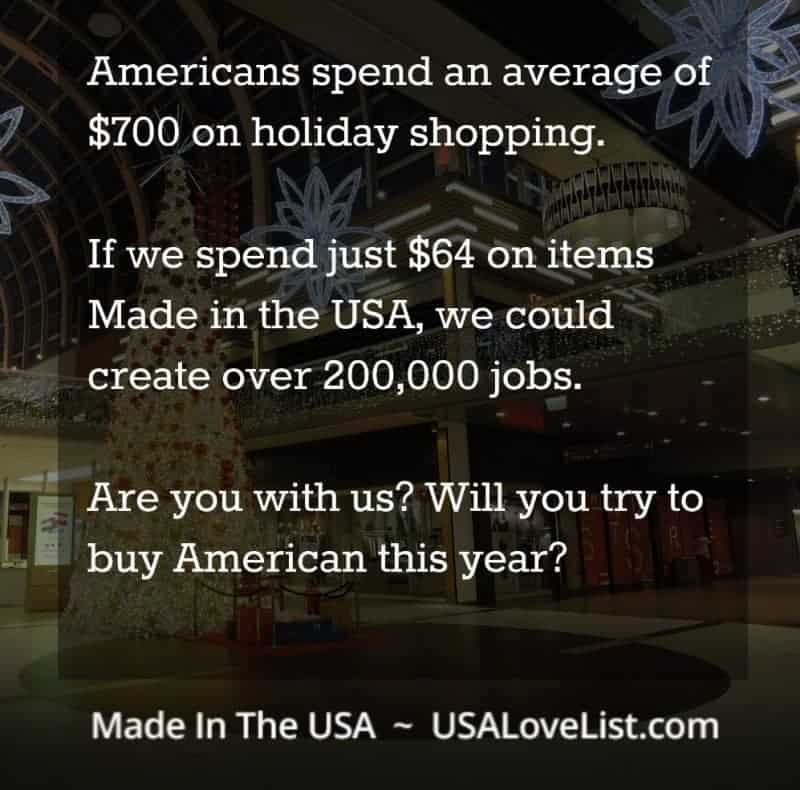 Spend $64 on made in the USA via USALoveList.com