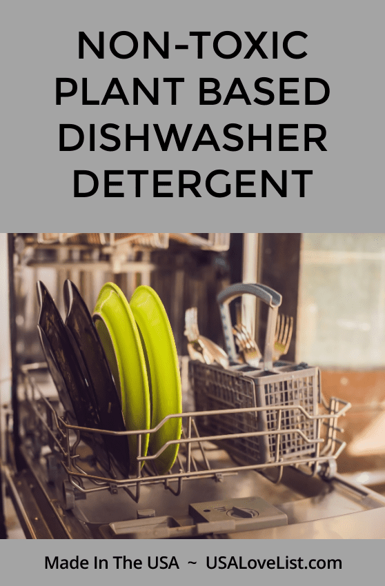 Non-toxic plant based dishwasher detergent made in USA #nontoxic #plantbased #cleaning #usalovelisted